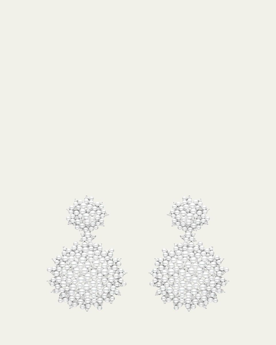 Lagrange 18K Large Pearl & Diamond Double-Dangle Earrings